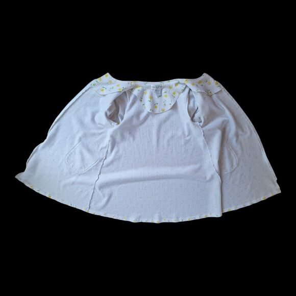 Miss Elaine House Coat Robe Full Zip Summer White Yellow Floral Waffle Texture M - Picture 6 of 12